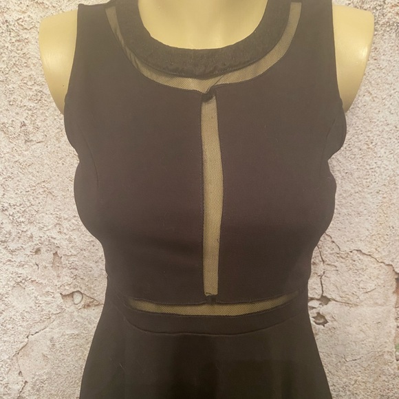 Monteau Black Fit & Flare Mesh Peek a Boo Dress - Picture 2 of 5